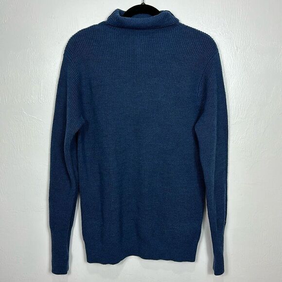 Magaschoni Man Virgin Wool Turtleneck Ribbed Knit Sweater In Blue Size S - Picture 2 of 9